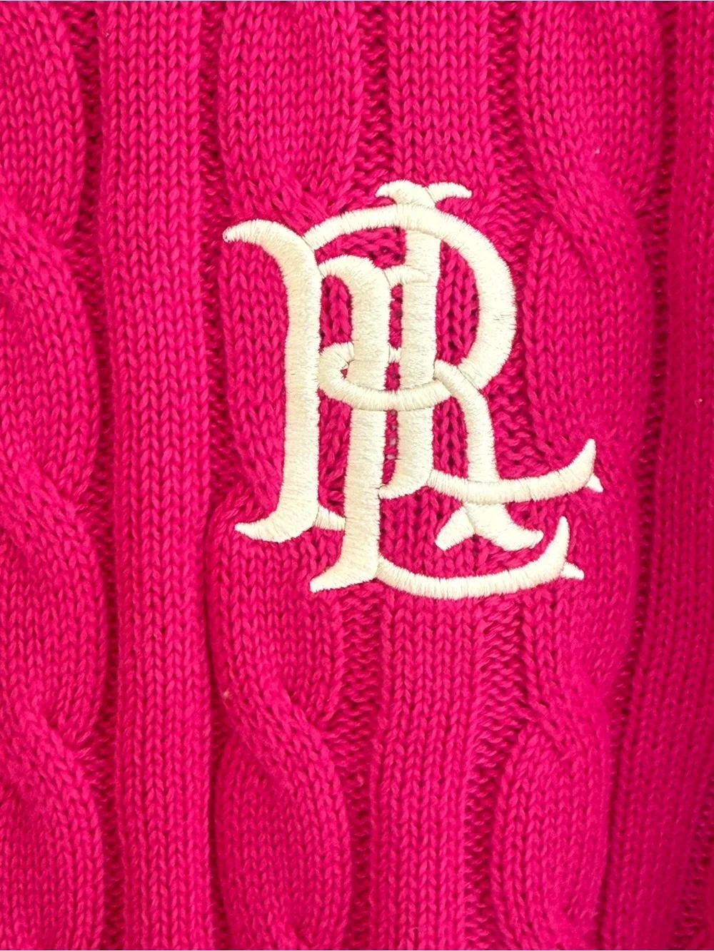 Ralph Lauren fuchsia Cable-Knit Crewneck Sweater Size M